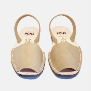 Pons Leather Slingback Sandals in Beige